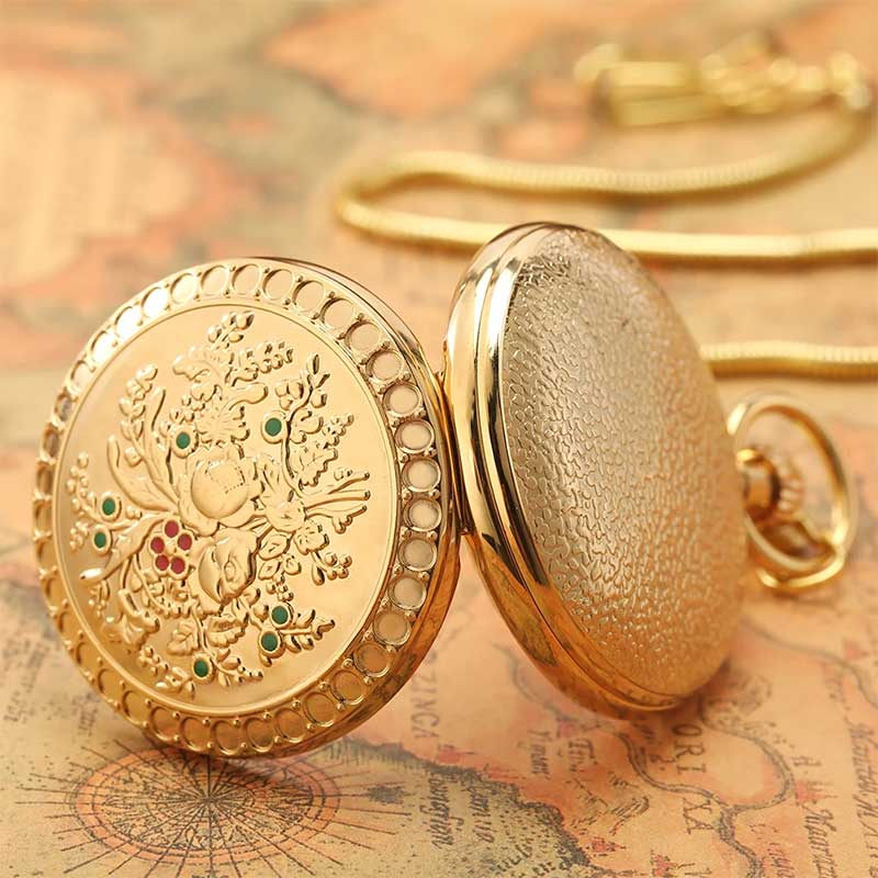 Gold mechanical pocket watch