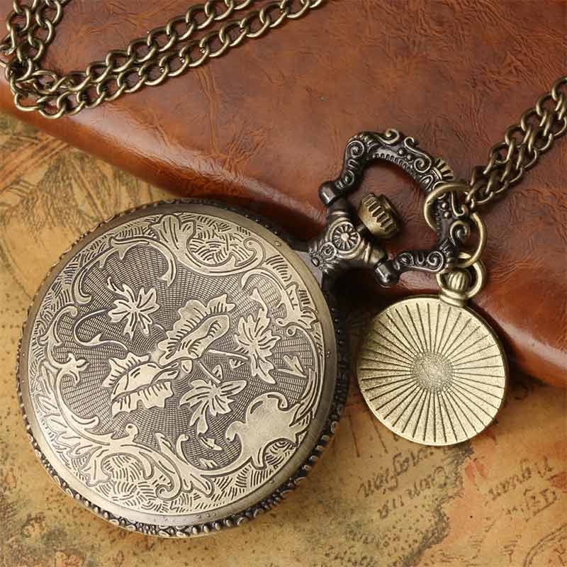 Antique pocket watch and chain back