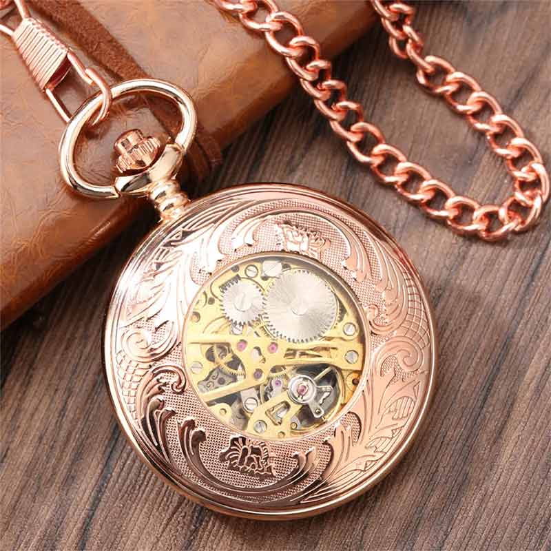 Antique rose gold pocket watch back