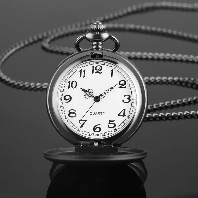 Black and white pocket watch