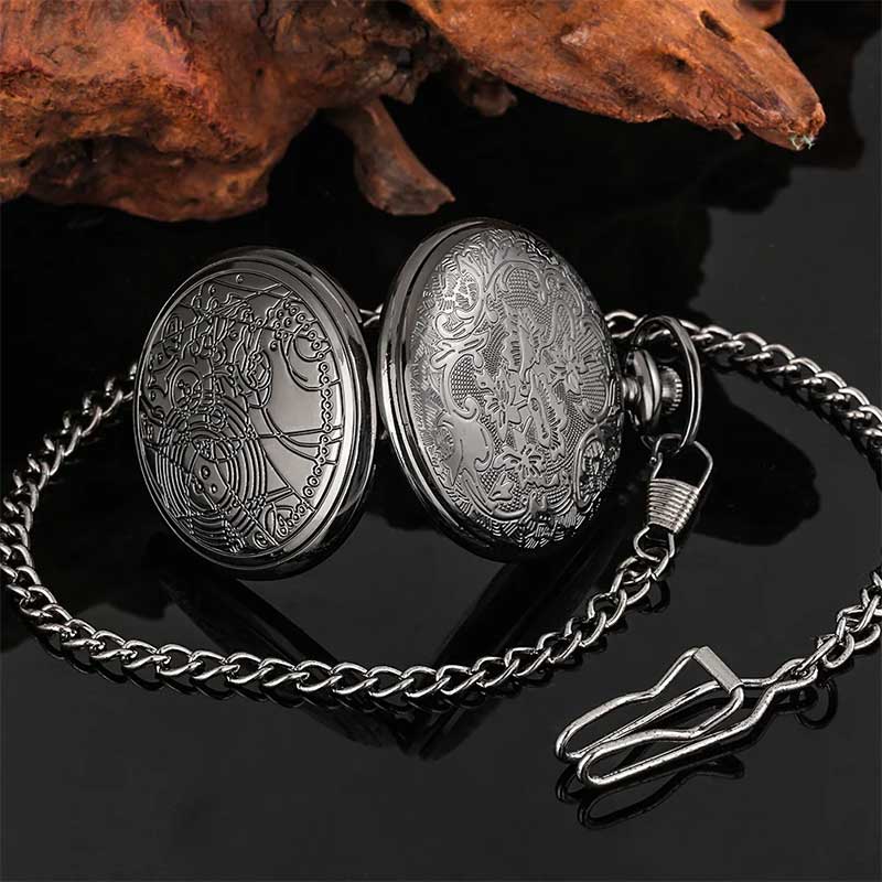 Black pocket watch stainless steel