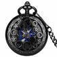 Black skeleton pocket watch for sale