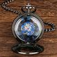 Black skeleton pocket watch