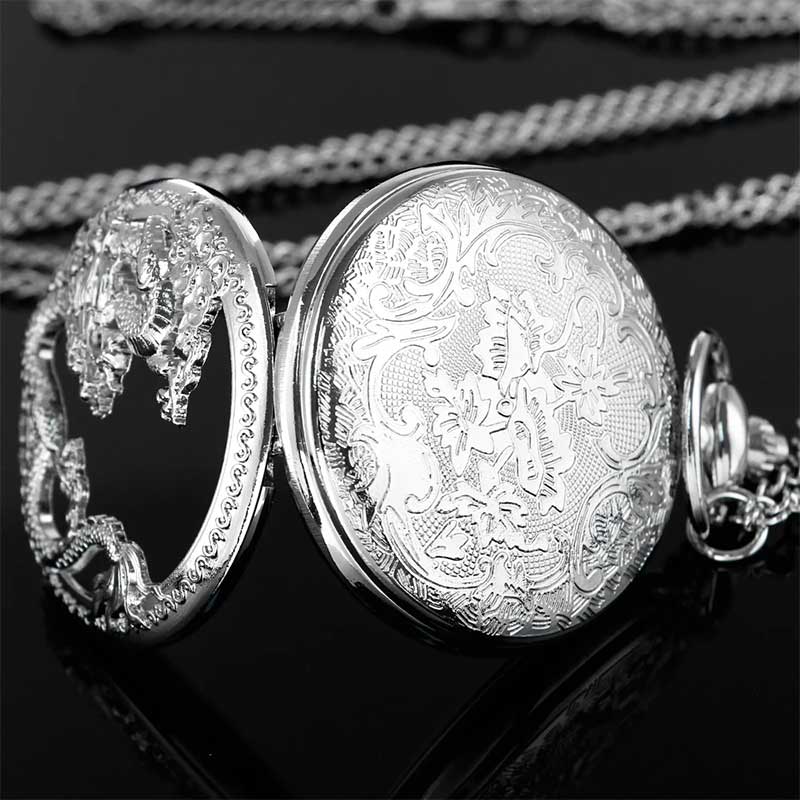 Chinese silver dragon pocket watch 