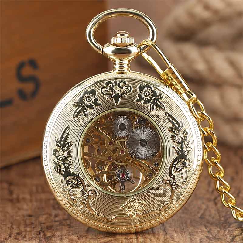 Gold half hunter pocket watch back