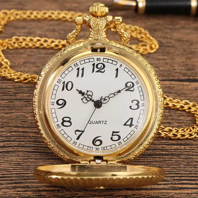 Gold masonic pocket watch quartz