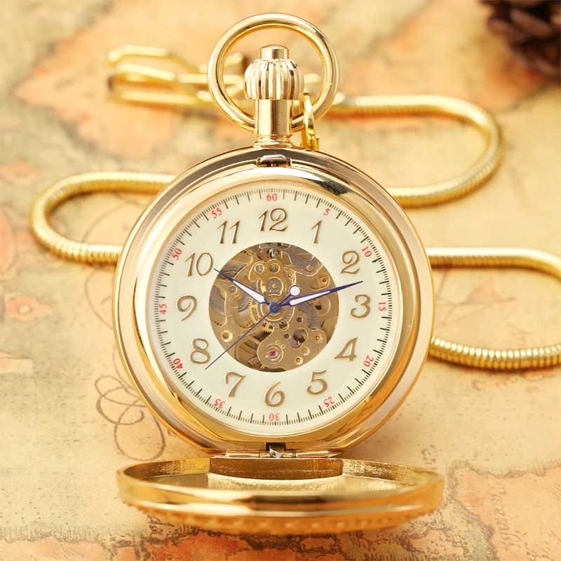 Gold mechanical pocket watch front