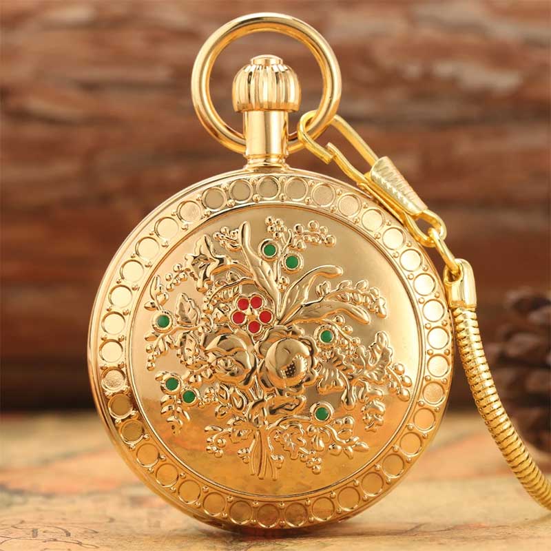 Gold mechanical pocket watch