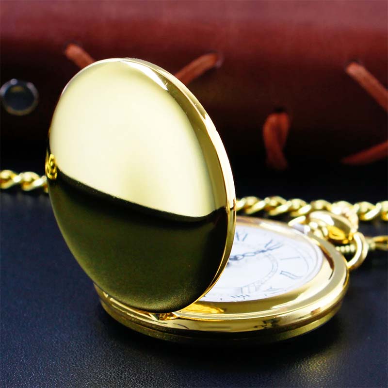 Gold pocket watch and chain quartz for sale