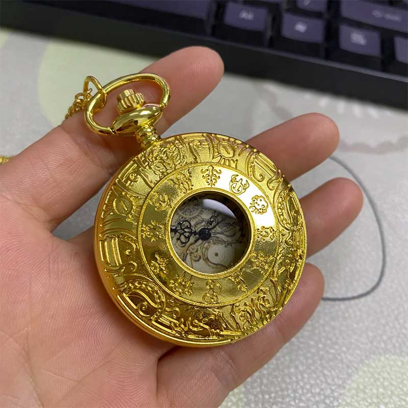 Gold pocket watch and chain uk front