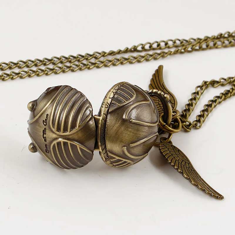 Golden snitch pocket watch wings