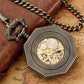 Half hunter pocket watch with arabic numerals back