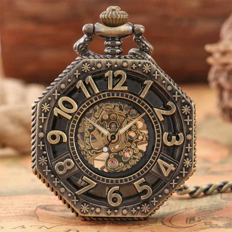 Half hunter pocket watch with arabic numerals 