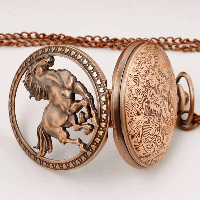 Horse pocket watch stainless steel