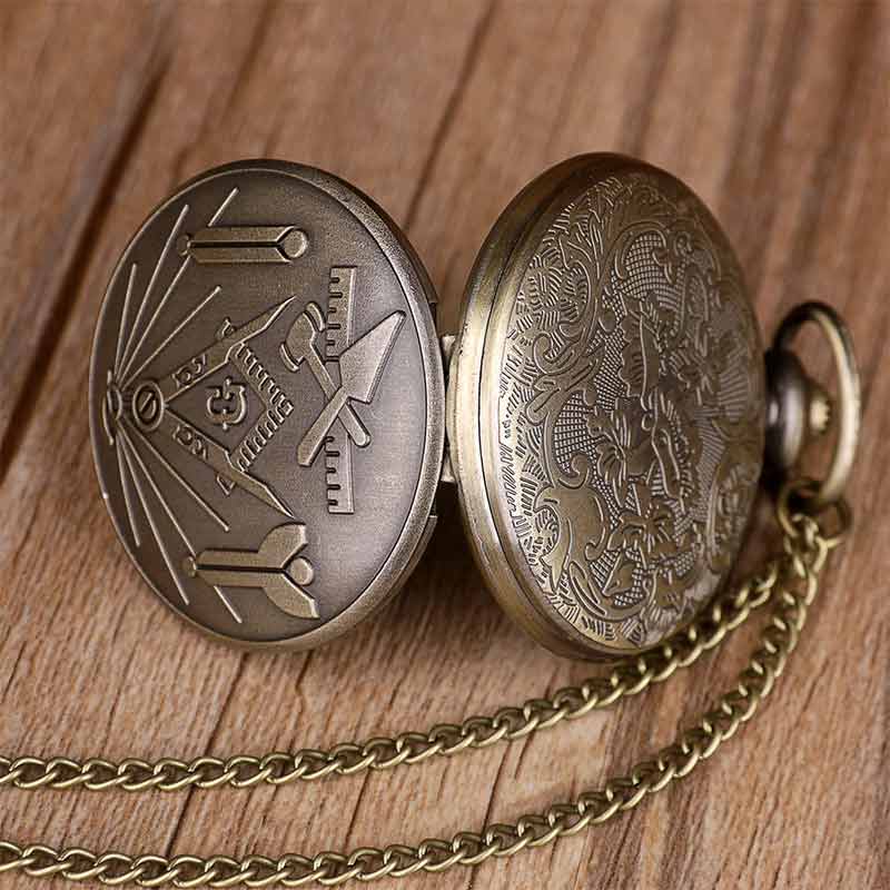 Masonic pocket watch and chain stainless steel