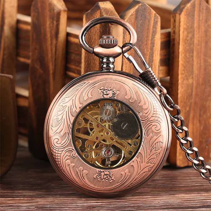 Mens mechanical pocket watch back