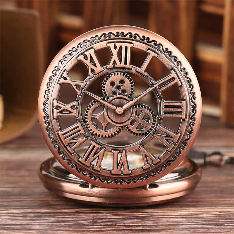 Mens mechanical pocket watch steampunk