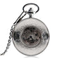 Mens skeleton pocket watch stainless steel