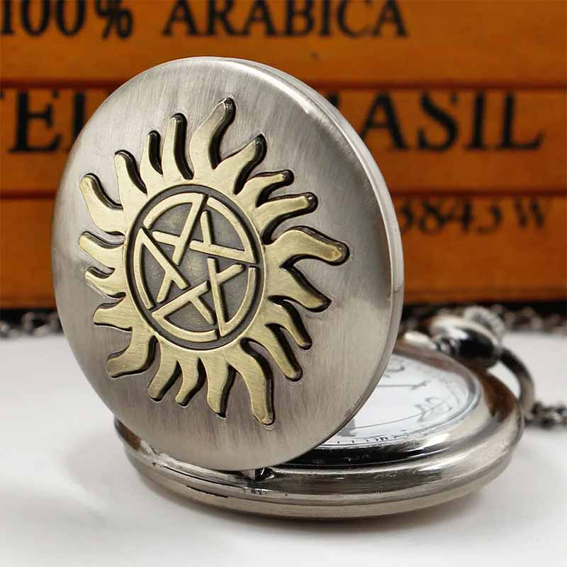 Pentagram pocket watch silver