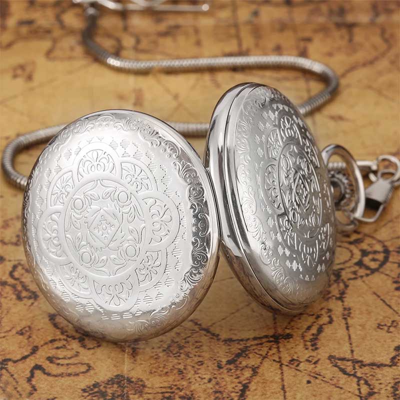 Pocket watch and chain silver