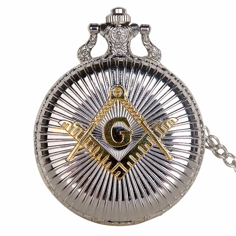 Silver freemason pocket watch