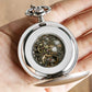 Silver pocket watch and chain mecanic