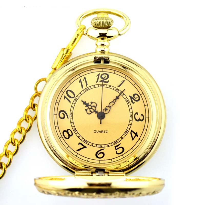 Steampunk gold pocket watch quartz