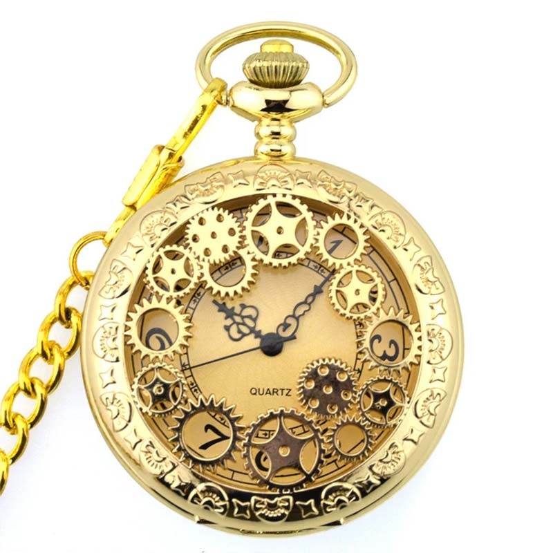 Steampunk gold pocket watch