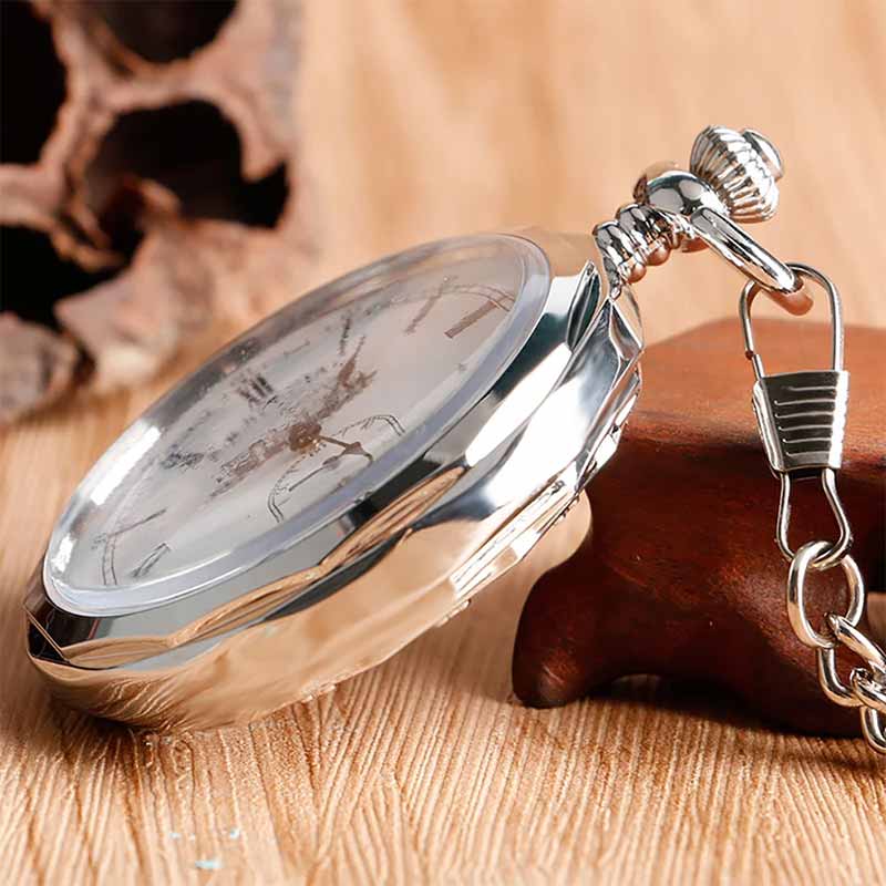 Vintage silver open face pocket watch stainless steel